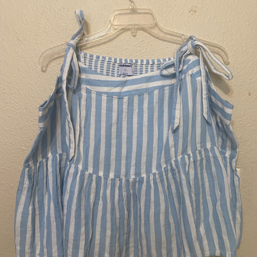 Old Navy Blue and White Striped Sleeveless Blouse